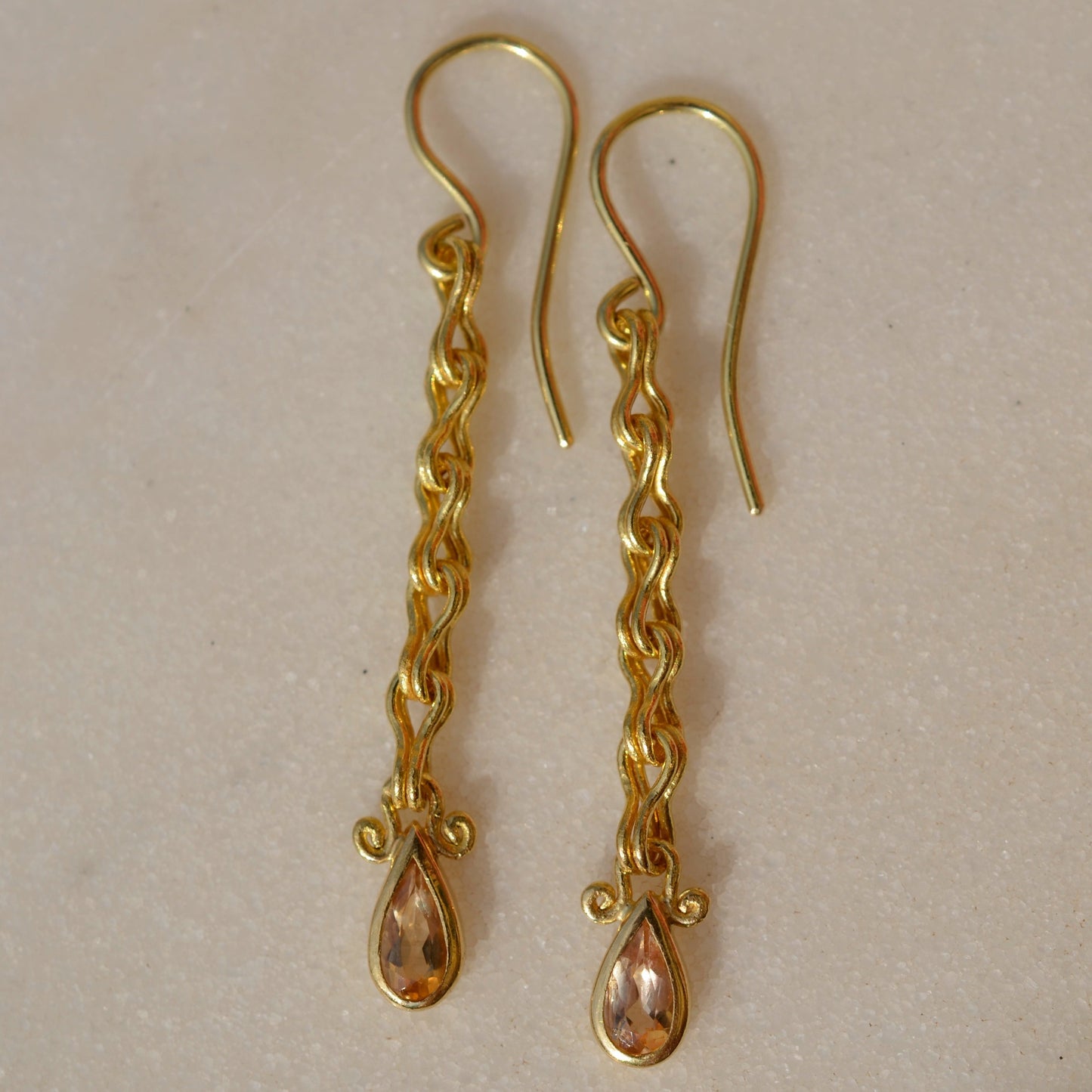 Chain Earrings with Imperial Topaz