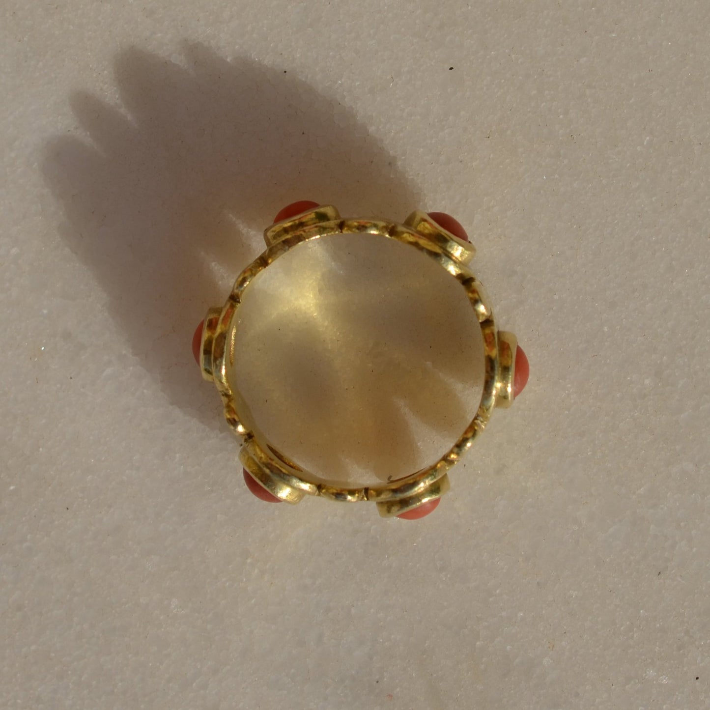 Orbit Ring with Antique Coral