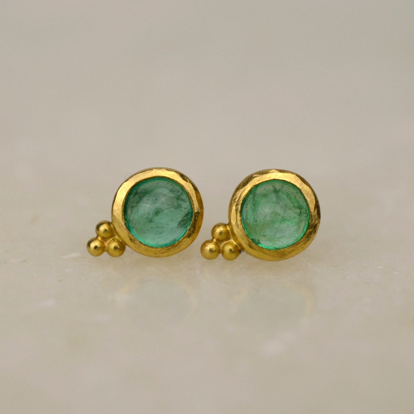 Granulated Emerald Studs