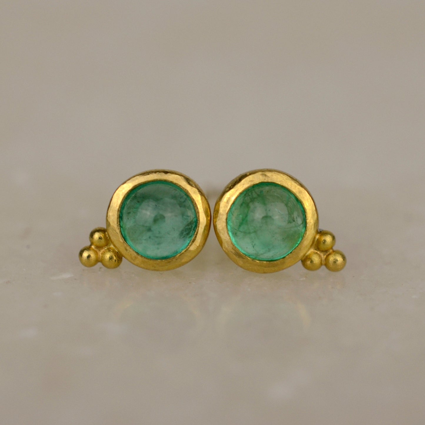 Granulated Emerald Studs