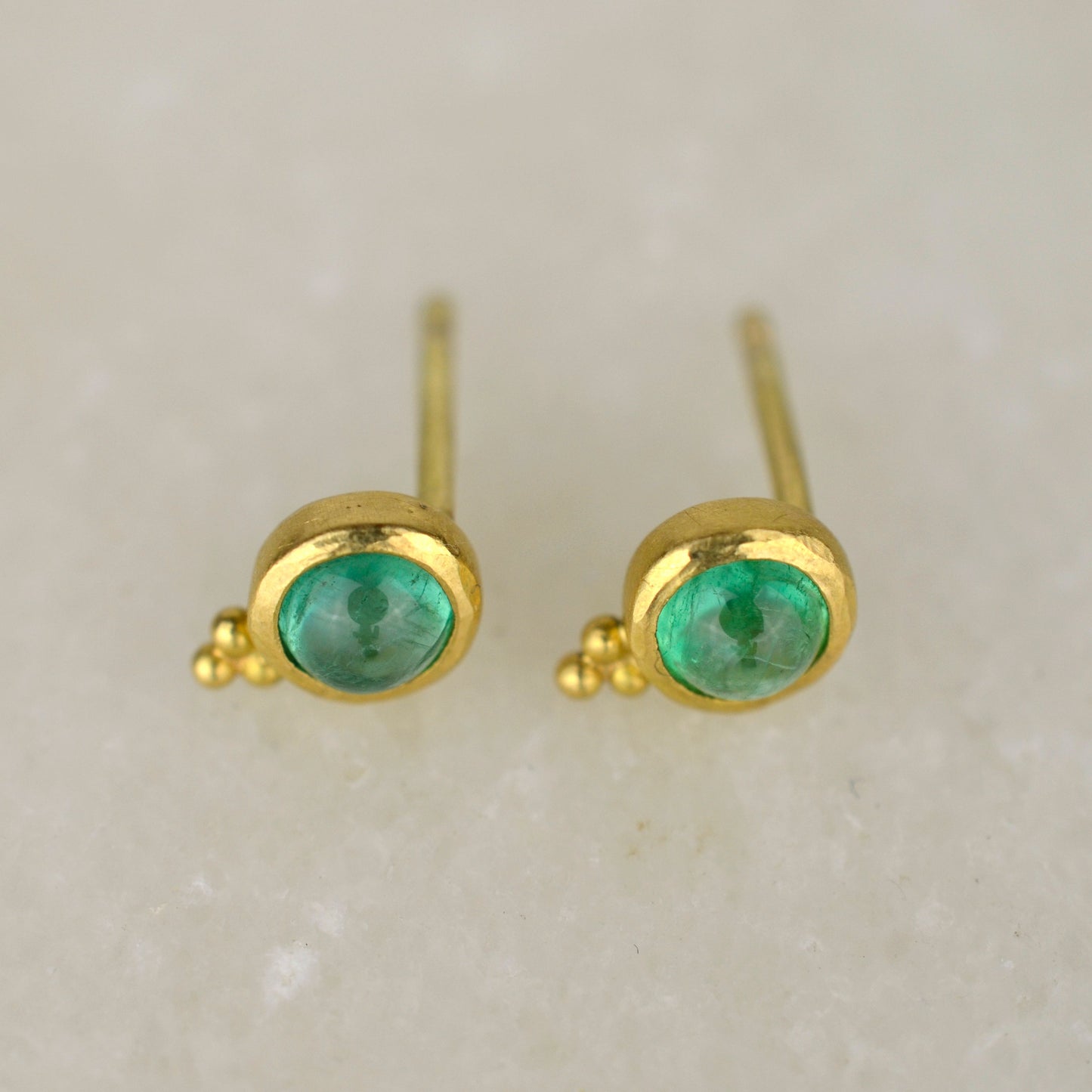Granulated Emerald Studs