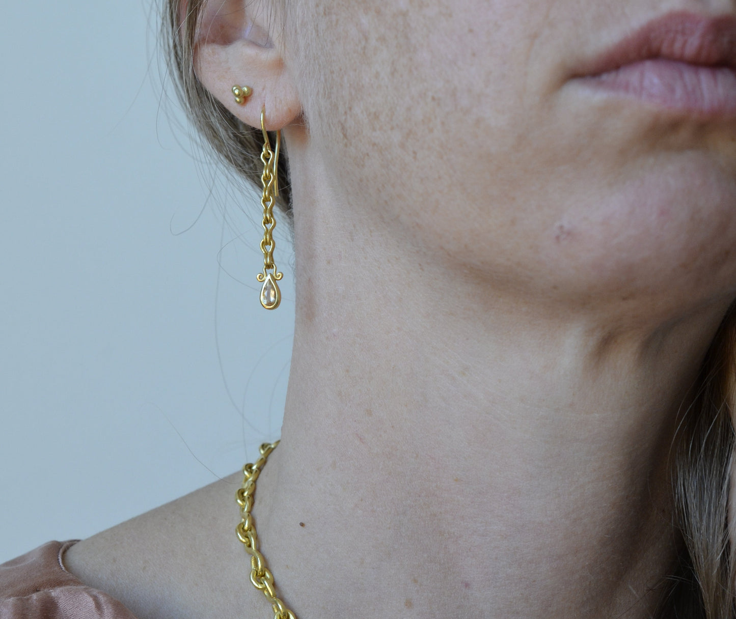 Chain Earrings with Imperial Topaz