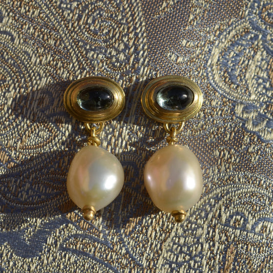 Tourmaline and Pearl Earrings